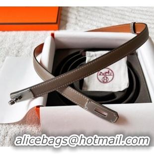 Best Product Hermes Epsom Leather Belt 1.8cm H2412 Grey/Silver