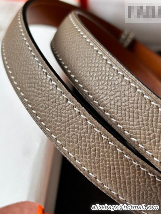 Best Product Hermes Epsom Leather Belt 1.8cm H2412 Grey/Silver