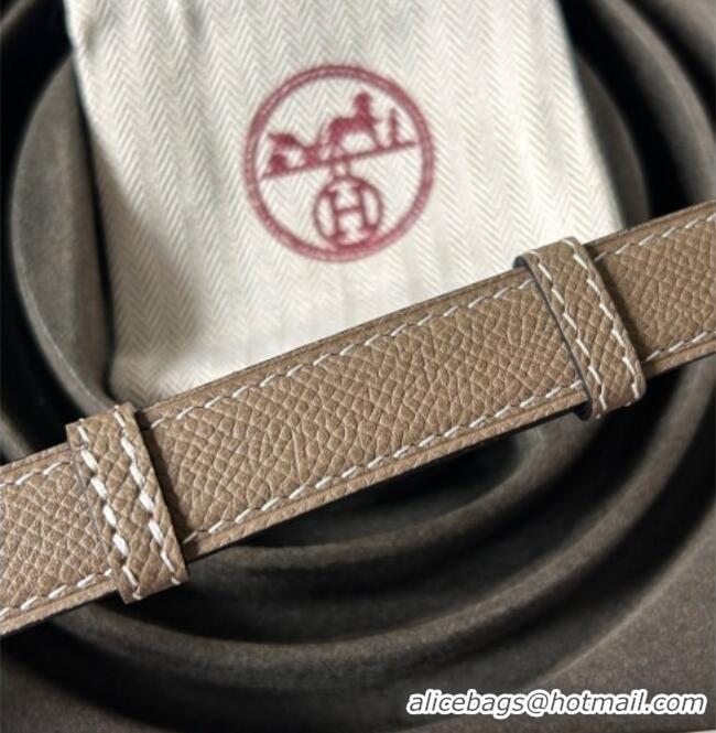 Best Product Hermes Epsom Leather Belt 1.8cm H2412 Grey/Silver