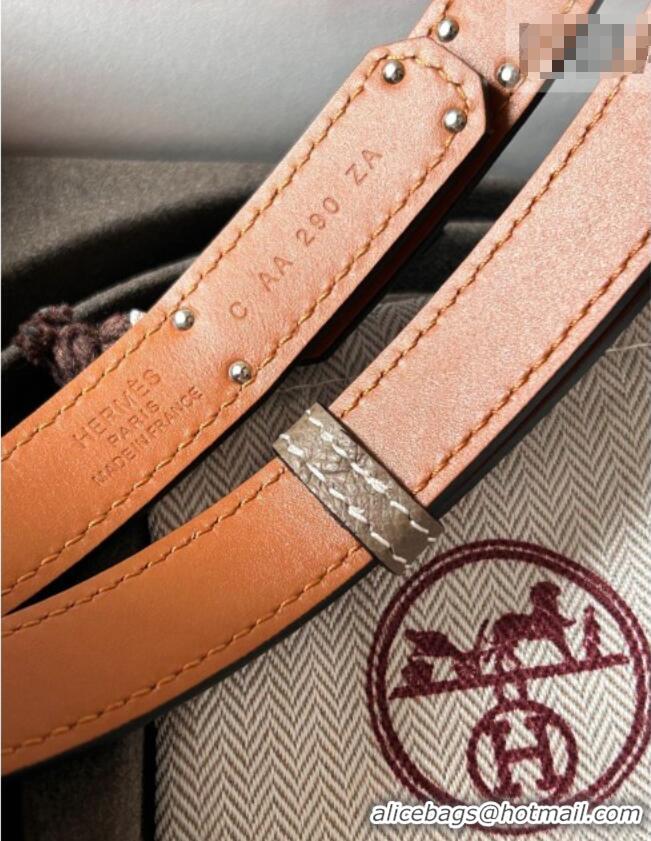 Best Product Hermes Epsom Leather Belt 1.8cm H2412 Grey/Silver