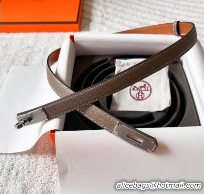 Best Product Hermes Epsom Leather Belt 1.8cm H2412 Grey/Silver