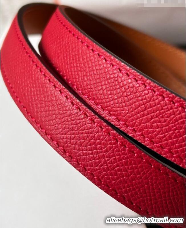 Top Design Hermes Epsom Leather Belt 1.8cm H2412 Red/Gold