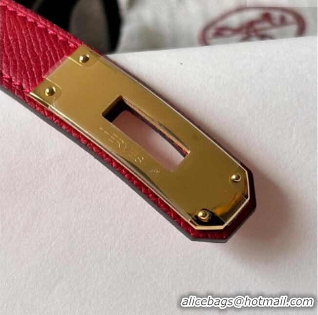 Top Design Hermes Epsom Leather Belt 1.8cm H2412 Red/Gold