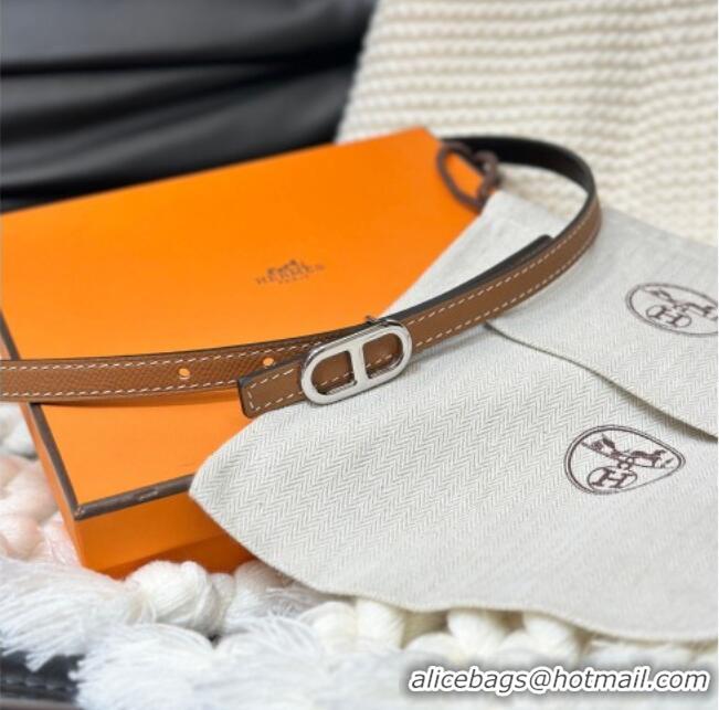 Promotional Hermes Maillon H Belt 1.3cm Buckle & Reversible Leather Strap H102201 Black/Brown 2024
