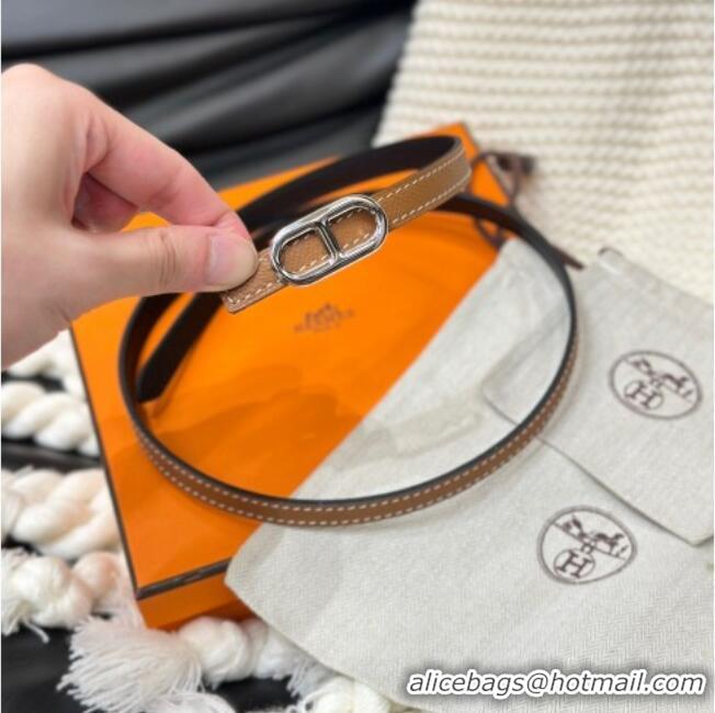 Promotional Hermes Maillon H Belt 1.3cm Buckle & Reversible Leather Strap H102201 Black/Brown 2024