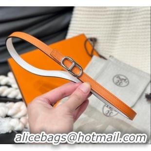 Super Quality Hermes Maillon H Belt 1.3cm Buckle & Reversible Leather Strap H102201 Orange/White 2024