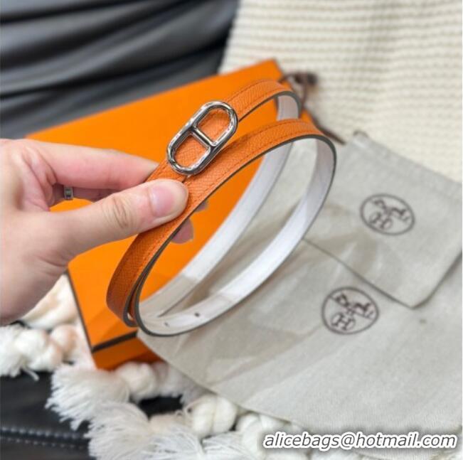Super Quality Hermes Maillon H Belt 1.3cm Buckle & Reversible Leather Strap H102201 Orange/White 2024