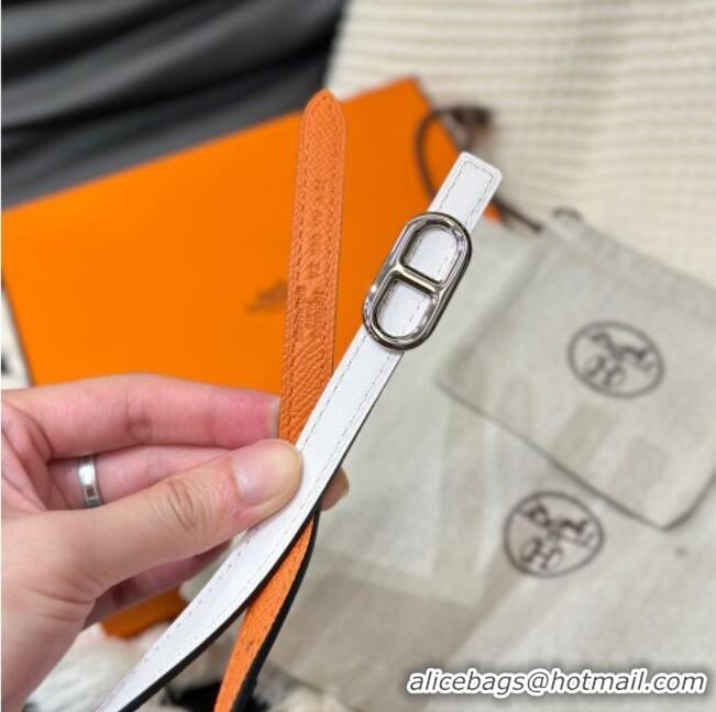 Super Quality Hermes Maillon H Belt 1.3cm Buckle & Reversible Leather Strap H102201 Orange/White 2024