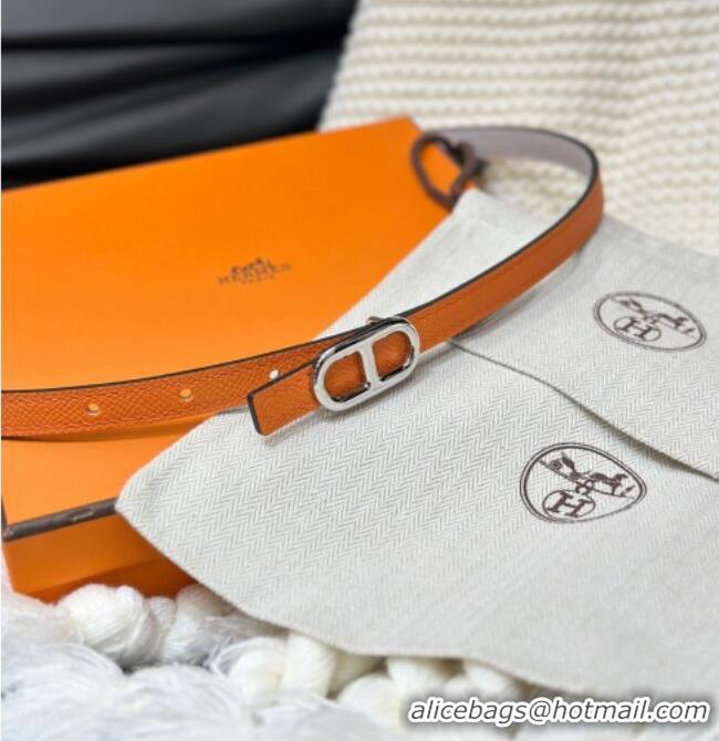 Super Quality Hermes Maillon H Belt 1.3cm Buckle & Reversible Leather Strap H102201 Orange/White 2024
