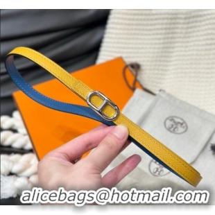 Grade Quality Hermes Maillon H Belt 1.3cm Buckle & Reversible Leather Strap H102201 Yellow/Blue 2024