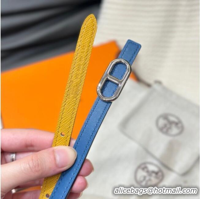 Grade Quality Hermes Maillon H Belt 1.3cm Buckle & Reversible Leather Strap H102201 Yellow/Blue 2024