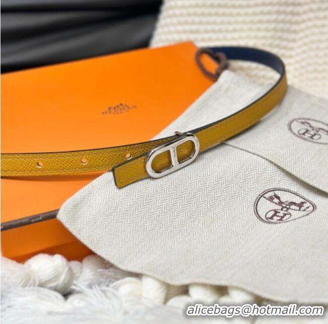 Grade Quality Hermes Maillon H Belt 1.3cm Buckle & Reversible Leather Strap H102201 Yellow/Blue 2024