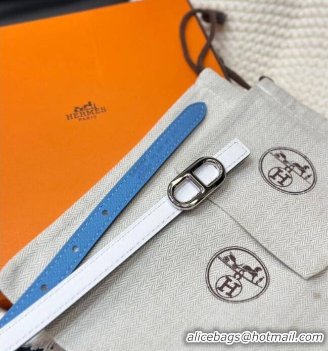 Buy Fashionable Hermes Maillon H Belt 1.3cm Buckle & Reversible Leather Strap H102201 Blue/White 2024