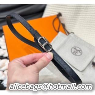 Discount Hermes Maillon H Belt 1.3cm Buckle & Reversible Leather Strap H102201 Black/Silver 2024