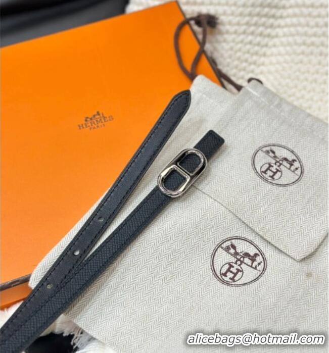 Discount Hermes Maillon H Belt 1.3cm Buckle & Reversible Leather Strap H102201 Black/Silver 2024