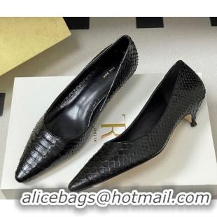 Pretty Style The Row Liisa Kitten Two Pumps 3.5cm in Embossed Leather TR120813 Black 2026