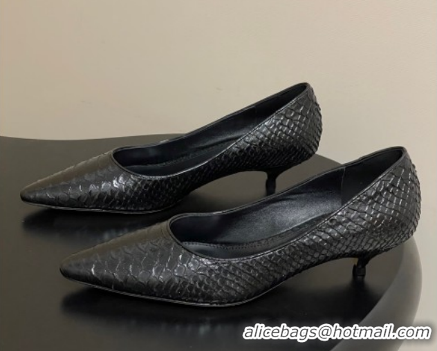 Pretty Style The Row Liisa Kitten Two Pumps 3.5cm in Embossed Leather TR120813 Black 2026