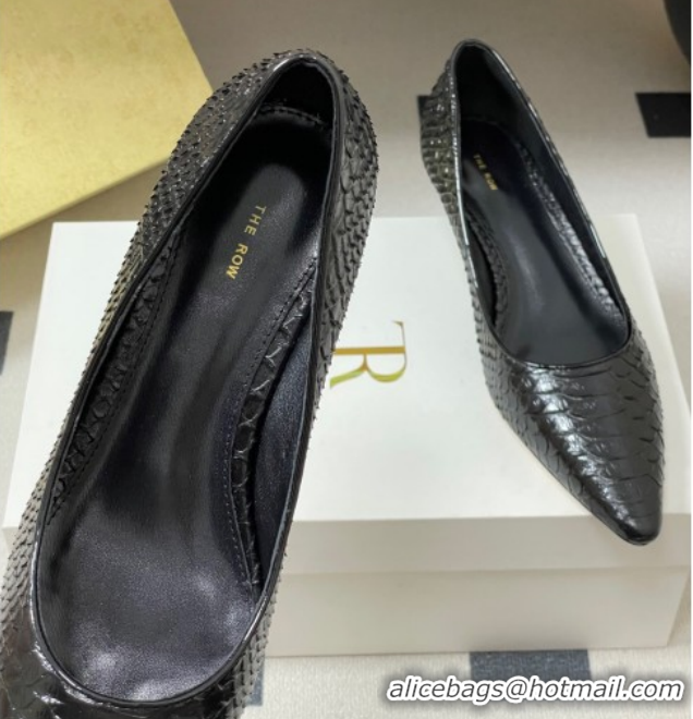 Pretty Style The Row Liisa Kitten Two Pumps 3.5cm in Embossed Leather TR120813 Black 2026