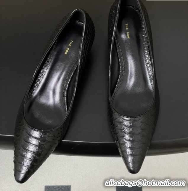 Pretty Style The Row Liisa Kitten Two Pumps 3.5cm in Embossed Leather TR120813 Black 2026