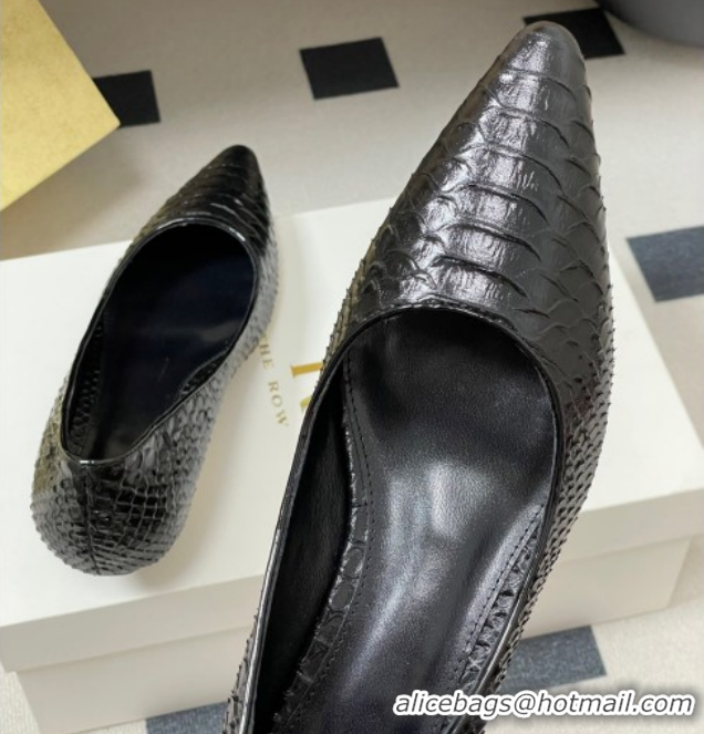 Pretty Style The Row Liisa Kitten Two Pumps 3.5cm in Embossed Leather TR120813 Black 2026