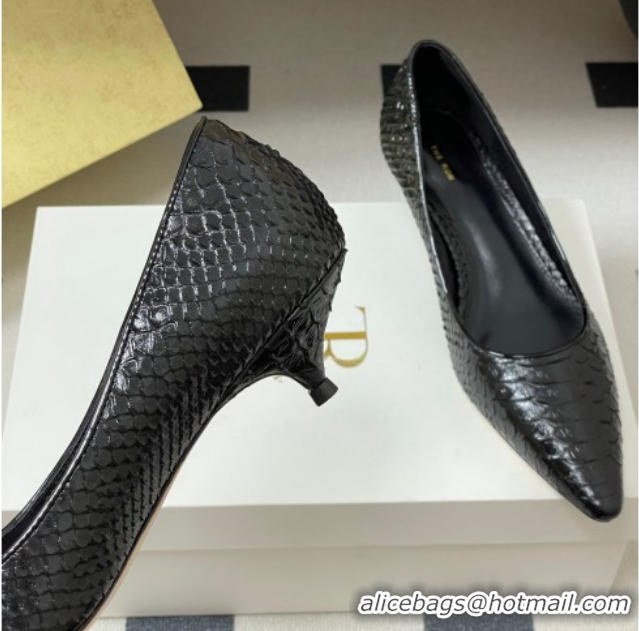 Pretty Style The Row Liisa Kitten Two Pumps 3.5cm in Embossed Leather TR120813 Black 2026