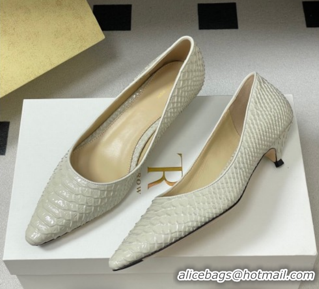 Top Grade The Row Liisa Kitten Two Pumps 3.5cm in Embossed Leather TR120813 White 2026