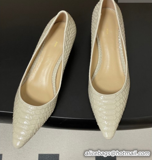 Top Grade The Row Liisa Kitten Two Pumps 3.5cm in Embossed Leather TR120813 White 2026