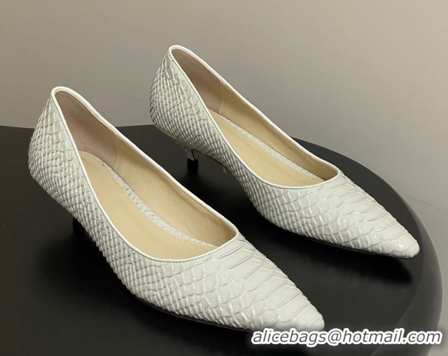 Top Grade The Row Liisa Kitten Two Pumps 3.5cm in Embossed Leather TR120813 White 2026