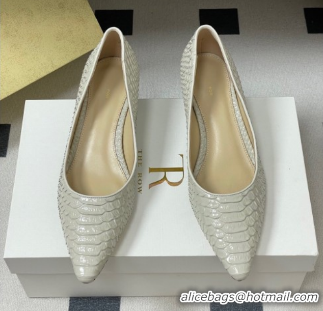Top Grade The Row Liisa Kitten Two Pumps 3.5cm in Embossed Leather TR120813 White 2026