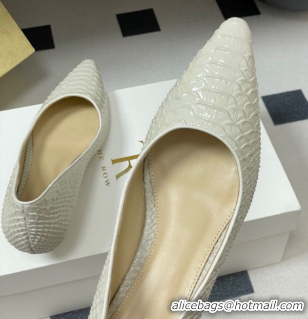 Top Grade The Row Liisa Kitten Two Pumps 3.5cm in Embossed Leather TR120813 White 2026