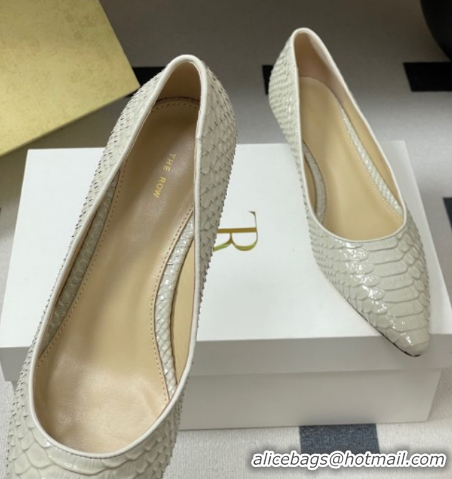 Top Grade The Row Liisa Kitten Two Pumps 3.5cm in Embossed Leather TR120813 White 2026