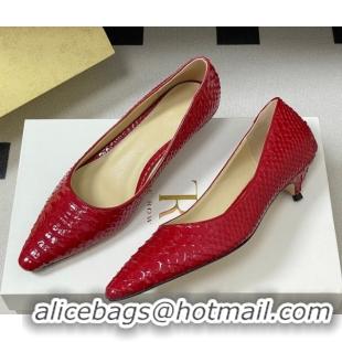 Durable The Row Liisa Kitten Two Pumps 3.5cm in Embossed Leather TR120813 Red 2026
