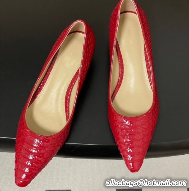 Durable The Row Liisa Kitten Two Pumps 3.5cm in Embossed Leather TR120813 Red 2026