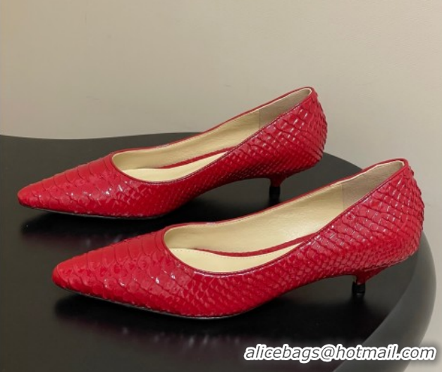 Durable The Row Liisa Kitten Two Pumps 3.5cm in Embossed Leather TR120813 Red 2026