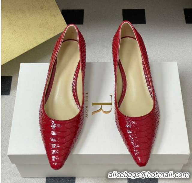 Durable The Row Liisa Kitten Two Pumps 3.5cm in Embossed Leather TR120813 Red 2026