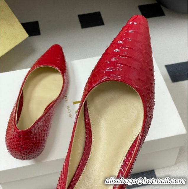 Durable The Row Liisa Kitten Two Pumps 3.5cm in Embossed Leather TR120813 Red 2026