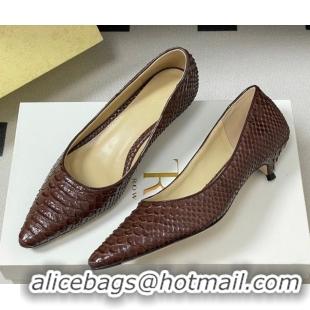 Good Product The Row Liisa Kitten Two Pumps 3.5cm in Embossed Leather TR120813 Brown 2026