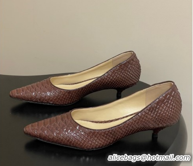 Good Product The Row Liisa Kitten Two Pumps 3.5cm in Embossed Leather TR120813 Brown 2026
