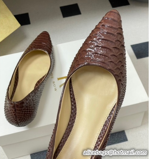 Good Product The Row Liisa Kitten Two Pumps 3.5cm in Embossed Leather TR120813 Brown 2026