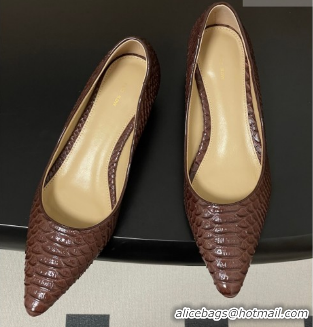 Good Product The Row Liisa Kitten Two Pumps 3.5cm in Embossed Leather TR120813 Brown 2026