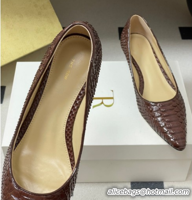 Good Product The Row Liisa Kitten Two Pumps 3.5cm in Embossed Leather TR120813 Brown 2026