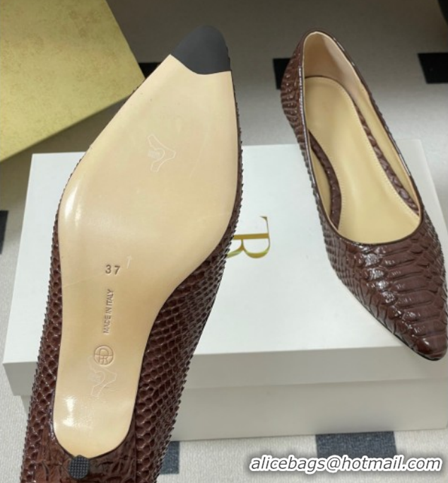 Good Product The Row Liisa Kitten Two Pumps 3.5cm in Embossed Leather TR120813 Brown 2026