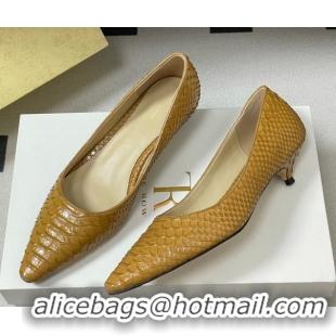 Unique Style The Row Liisa Kitten Two Pumps 3.5cm in Embossed Leather TR120813 Yellow 2026