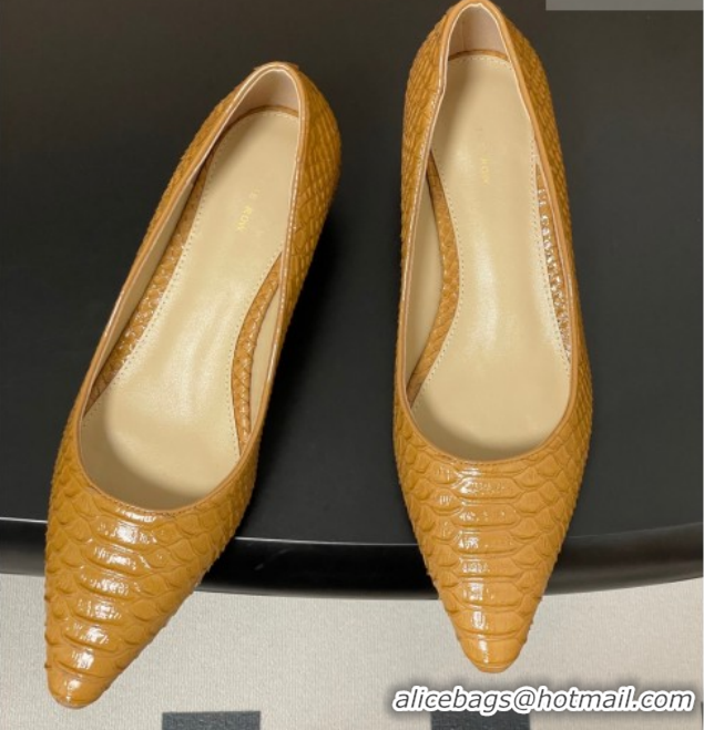 Unique Style The Row Liisa Kitten Two Pumps 3.5cm in Embossed Leather TR120813 Yellow 2026