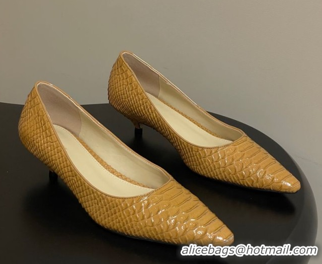 Unique Style The Row Liisa Kitten Two Pumps 3.5cm in Embossed Leather TR120813 Yellow 2026