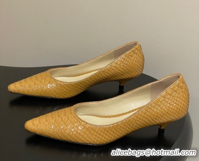 Unique Style The Row Liisa Kitten Two Pumps 3.5cm in Embossed Leather TR120813 Yellow 2026