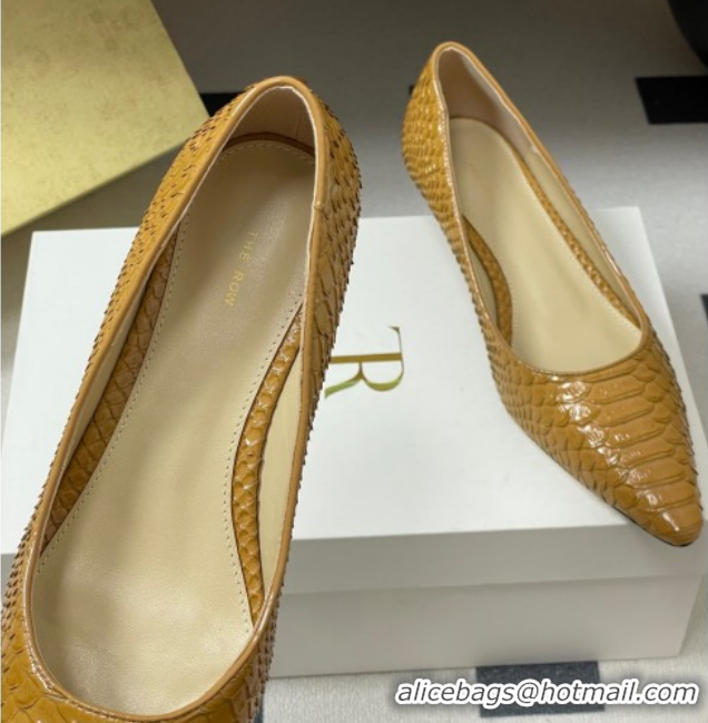 Unique Style The Row Liisa Kitten Two Pumps 3.5cm in Embossed Leather TR120813 Yellow 2026
