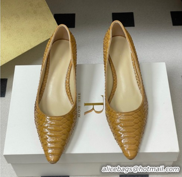 Unique Style The Row Liisa Kitten Two Pumps 3.5cm in Embossed Leather TR120813 Yellow 2026