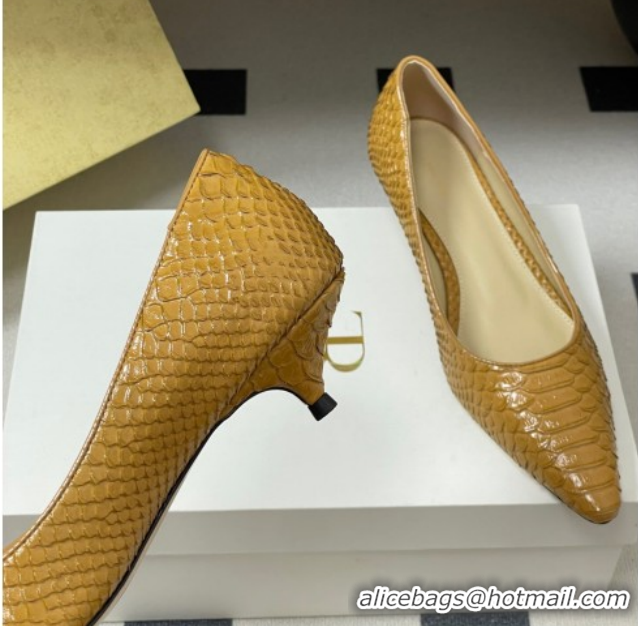 Unique Style The Row Liisa Kitten Two Pumps 3.5cm in Embossed Leather TR120813 Yellow 2026