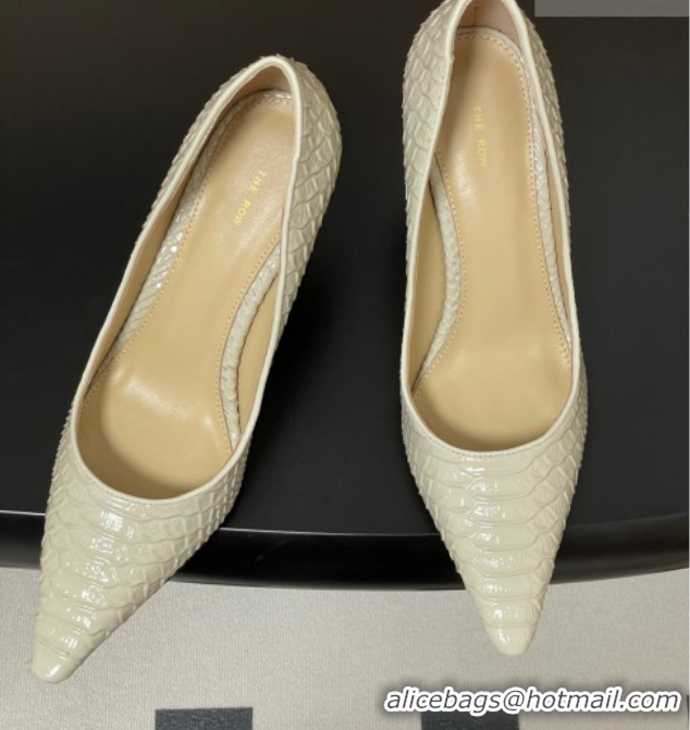 Best Product The Row Liisa Two Pumps 8.5cm in Embossed Leather TR120813 White 2026